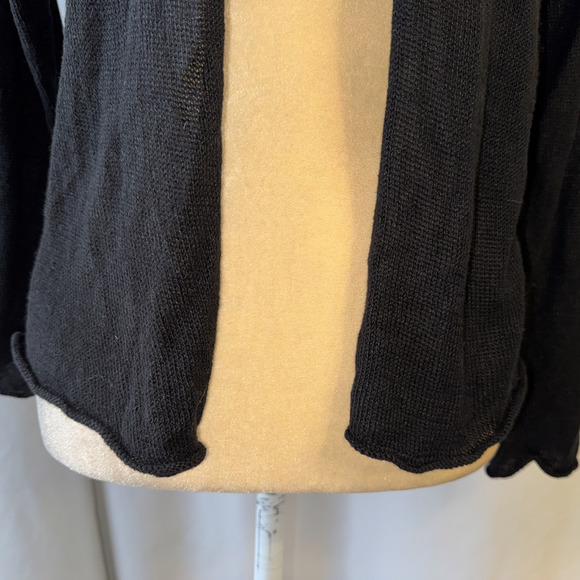 Eileen Fisher Petite Knit Linen Black Cardigan Size Petite M - Picture 5 of 12